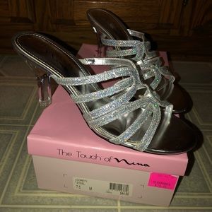 Nina Silver Slip on Heels